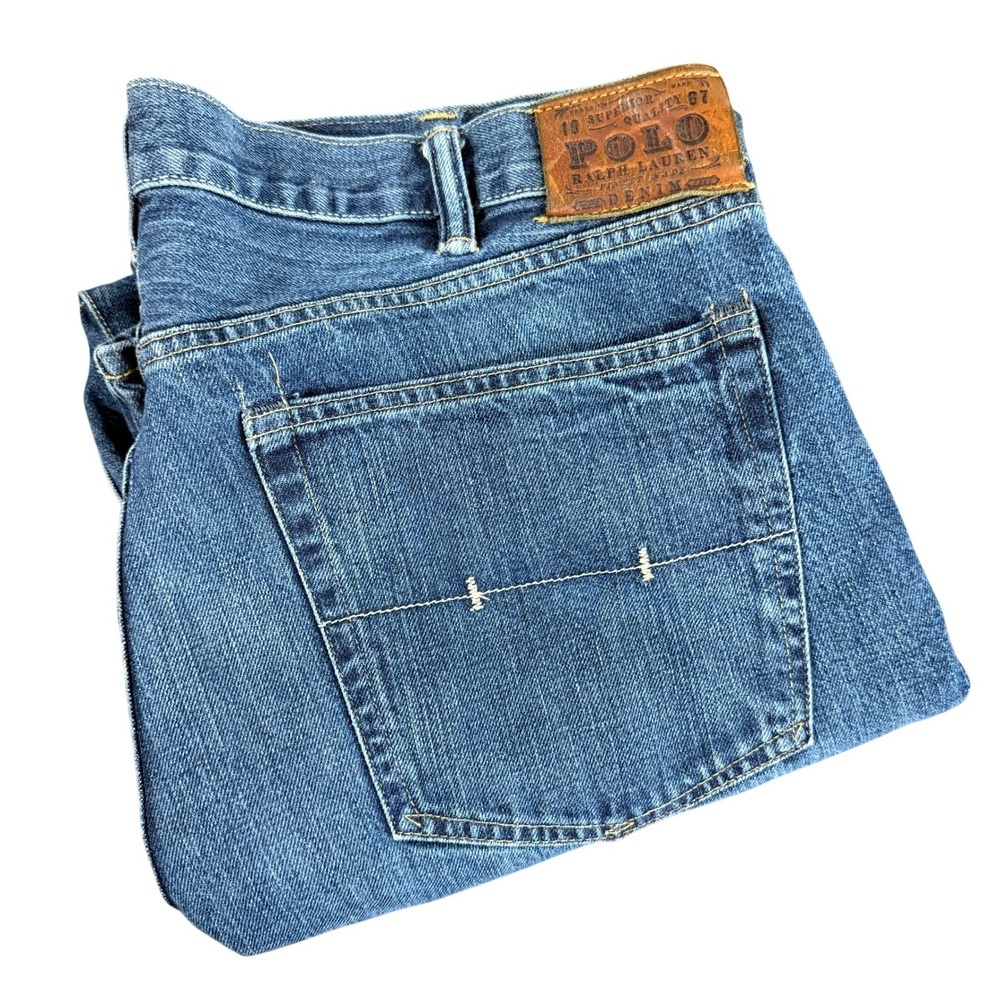 Polo Ralph Lauren 867 Jeans Mens 38x32** Pre-Owned Classic Fit Blue Denim Washed